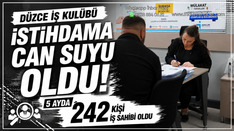 Düzce İş Kulübü İstihdama Can Suyu Oldu: 5 Ayda 242 Kişi İş Sahibi Oldu