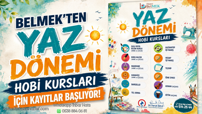 BELMEK'ten Yaz Dönemi Hobi Kursları İçin Kayıtlar Başlıyor