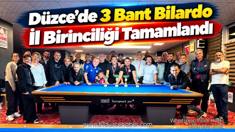 Düzce’de 3 Bant Bilardo İl Birinciliği Tamamlandı