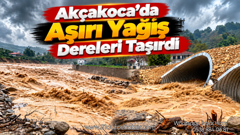 Akçakoca’da Aşırı Yağış Dereleri Taşırdı