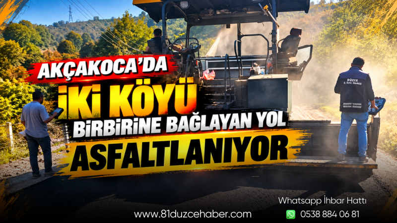 Akçakoca’da İki Köyü Birbirine Bağlayan Yol Asfaltlanıyor